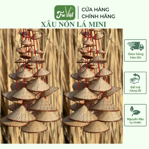 Xâu nón lá mini trang trí phong cách đồng quê - Xâu 5 nón lá mini