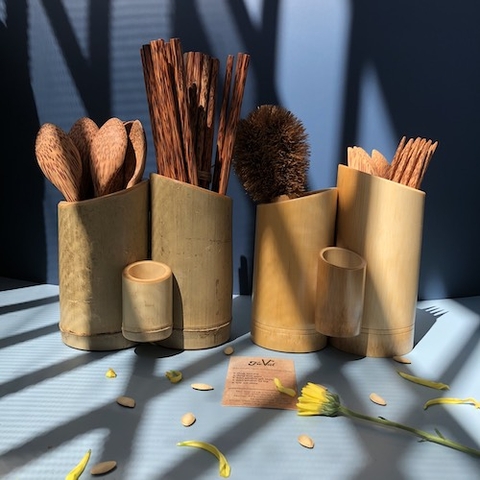 Ống tre đựng đũa tăm - Bamboo Holder