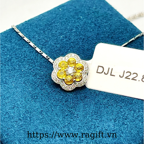 Sản nhẫn dây chuyền vàng 14K gắn Sapphire vàng: