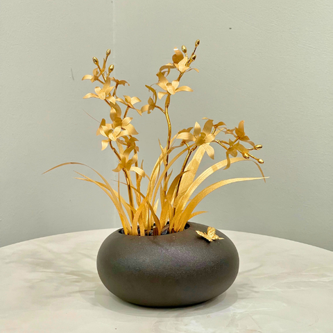 Hoa trang trí mạ vàng