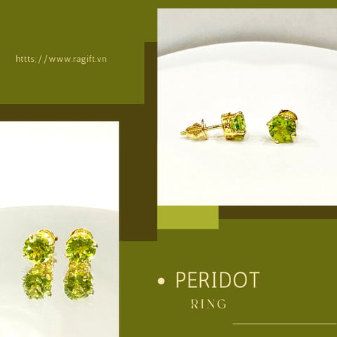 Khuyên tai vàng gắn đá Peridot