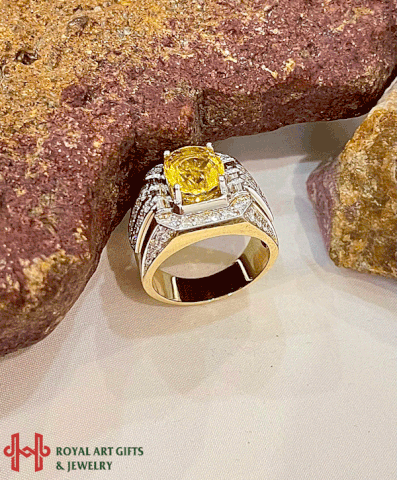 NHẪN NAM VÀNG 18K GẮN ĐÁ SAPPHIRE VÀNG