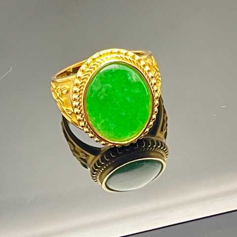 Nhẫn nữ vàng 24K gắn Ngọc cẩm thạch