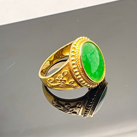 Nhẫn nữ vàng 24K gắn Ngọc cẩm thạch