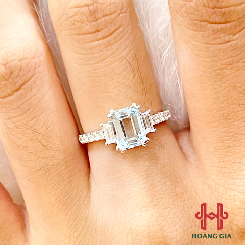 Nhẫn nữ gắn đá Aquamarin