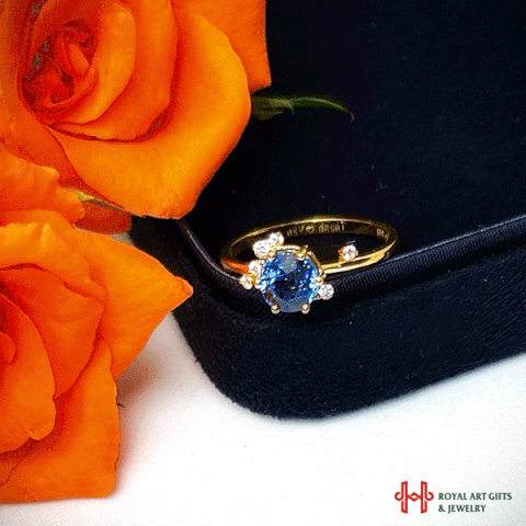 Nhẫn vàng gắn đá Sapphire xanh