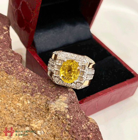 NHẪN NAM VÀNG 18K GẮN ĐÁ SAPPHIRE VÀNG