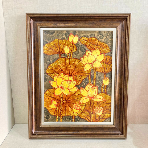 tranh hoa sen sơn mài