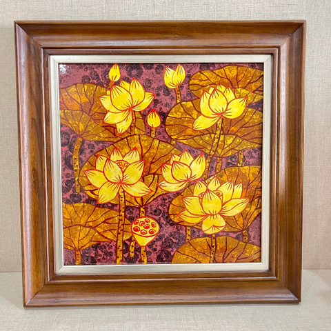 Tranh hoa sen sơn mài đẹp