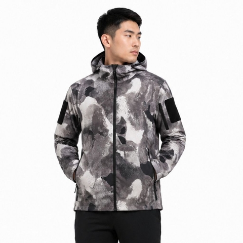 Áo Khoác Gió Chính Hãng - All In Motion Windbreaker Camo Stone Hood Lightweight Packable Jacket - AMW2007-007