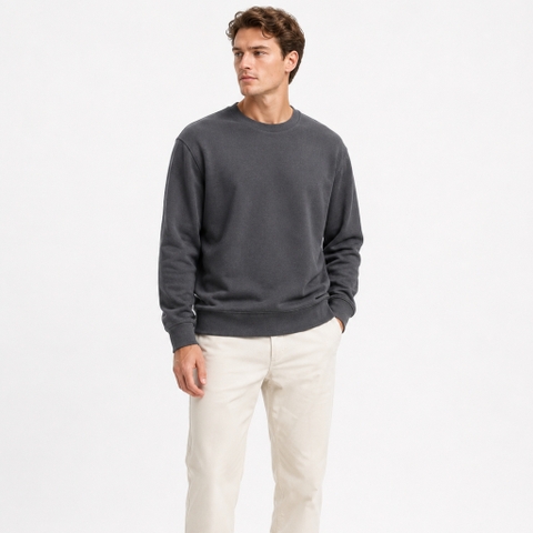 Áo Sweater Chính Hãng - Uniqlo Relaxed Fit Crew Neck Pullover Sweatshirt 