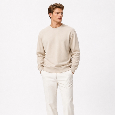 Áo Sweater Chính Hãng - Uniqlo Relaxed Fit Crew Neck Pullover Sweatshirt 