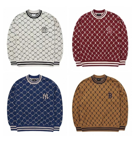 ÁO SWEATSHIRTS CHÍNH HÃNG - MLB Diamond Monogram Jacquard - 3AMTM0724-43WIS