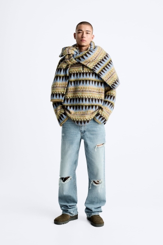 Áo Sweater Chính Hãng - Áo len Zara Geometric Jacquard 