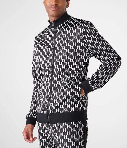 ÁO KHOÁC CHÍNH HÃNG - Karl Lagerfeld ALLOVER PRINT TRACK JACKET BLACK/WHITE - LM2J5023