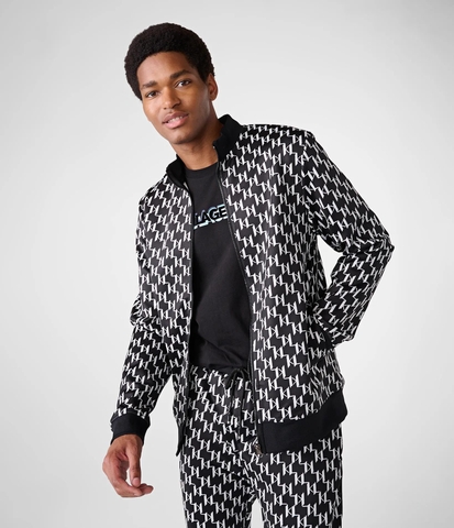 ÁO KHOÁC CHÍNH HÃNG - Karl Lagerfeld ALLOVER PRINT TRACK JACKET BLACK/WHITE - LM2J5023
