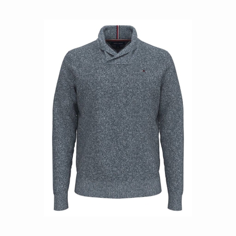 Áo Sweater Chính Hãng - Tommy Hilfiger Men's Duvall Shawl Pullover Sweater Denim Heather 