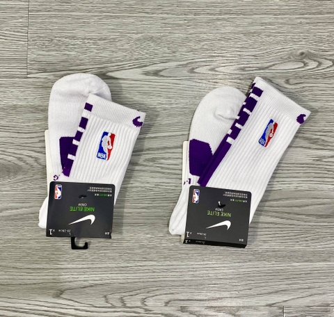 Phụ Kiện Chính Hãng - Tất Bóng Rổ Nike Training NBA  Elite Crew 'Trắng/Tím' (1 đôi) - SX7588-04