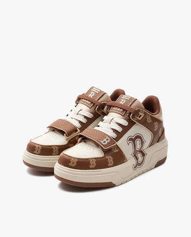 GIÀY CASUAL CHÍNH HÃNG - MLB Chunky Liner Mid Monogram Boston Red Sox ''BROWN/WHITE' - 3ASXCLP3N