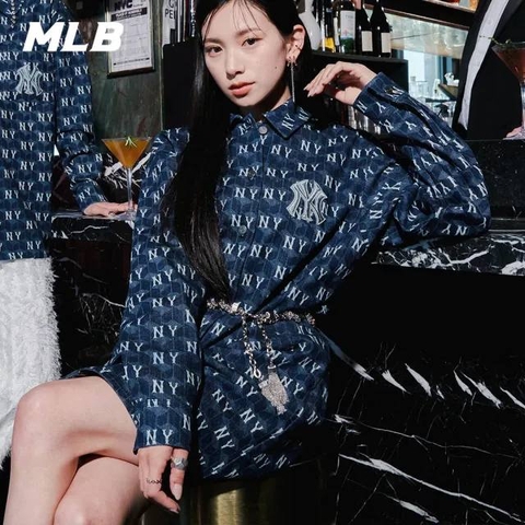 Váy Nữ Dáng Dài - Đầm Sơ Mi Chính Hãng MLB Monogram Denim Women - 3FDDM0734-50NYD