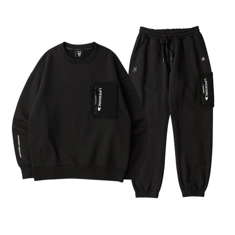 Bộ Thể Thao Chính Hãng - Life Work Dumble Pocket Sweatshirt Jogger Pants Black - LW224KL120