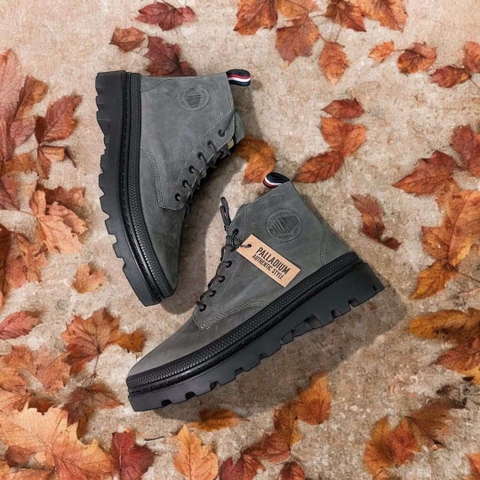 Giày Casual Chính Hãng - Palladium Leather Unisex Boots 'Xám Lông Chuột' - G0PLUBXLC