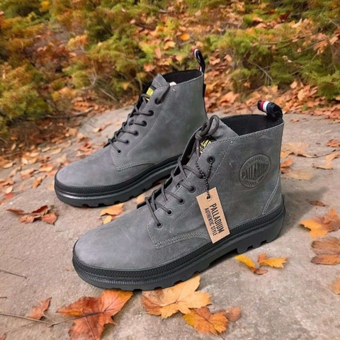 Giày Casual Chính Hãng - Palladium Leather Unisex Boots 'Xám Lông Chuột' - G0PLUBXLC