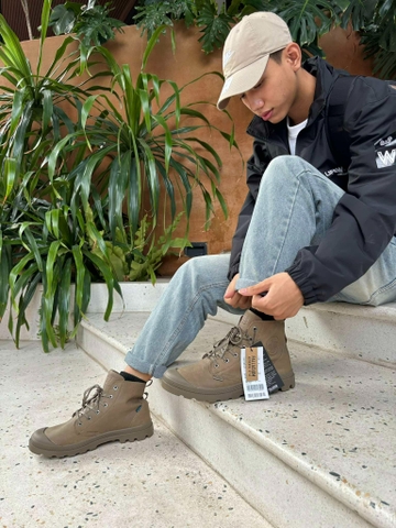 Giày Casual Chính Hãng - Palladium Leather Unisex Boots 'Olive' - 92352-211