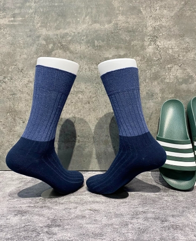 Phụ Kiện Chính Hãng - Tất Uniqlo Heattech Color Block Socks 'Blue/Navy' (5 đôi/pack ) - TUQ-012