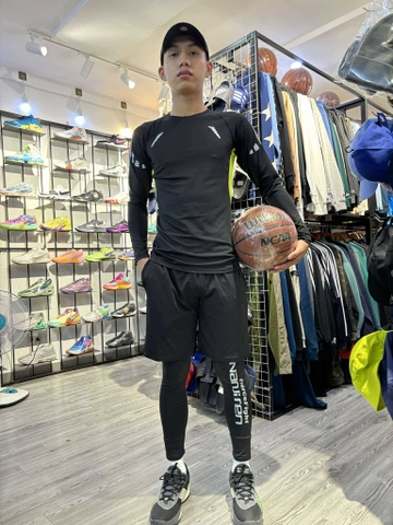 Bộ Thể Thao Chính Hãng - Bộ Pro Combat Training/Gym NANJIREN 3 Món (Set 3) Đen Xanh - NAN03