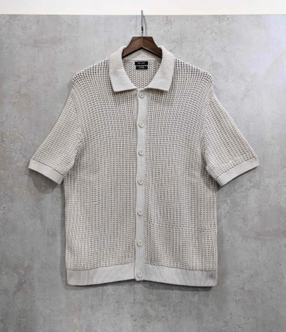 Áo Sơ Mi Len Chính Hãng - Massimo Dutti Short Sleeve With Buttons Cardigan 'Beige' - M3I22Q0GJ-B11