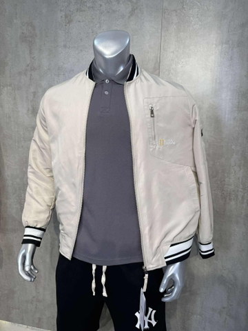 Áo Khoác Chính Hãng - Khoác Gió Bomber National Geographic 'Light Beige' - BNK-568