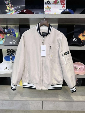Áo Khoác Chính Hãng - Khoác Gió Bomber National Geographic 'Light Beige' - BNK-568