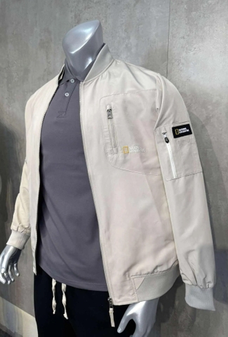 Áo Khoác Chính Hãng - Khoác Gió Bomber National Geographic 'Beige' - BNK-547