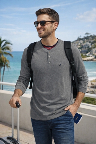 Áo Sweater Chính Hãng -  Áo Henley Dài Tay Nautica 