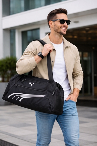 Phụ Kiện Chính Hãng - Túi Trống Puma Fundamental Medium Sports Bag 'Black' - 091188-01