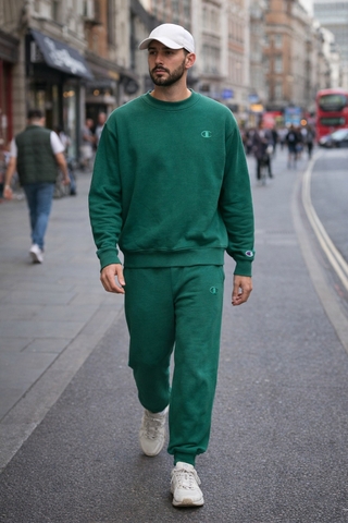 Bộ Thể Thao Chính Hãng - Bộ Nỉ Lót Bông  Champion Sweater '' Green'' - CB001