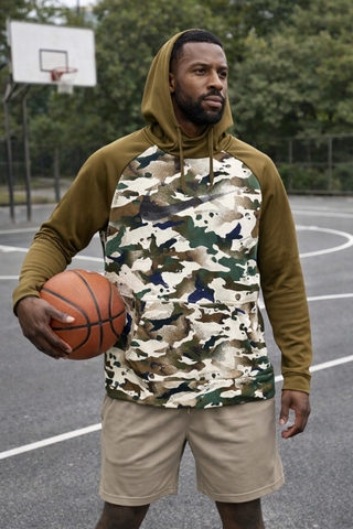 Áo Hoodie - Nike Fleece Training 'Camo Olive' - CU6241-265