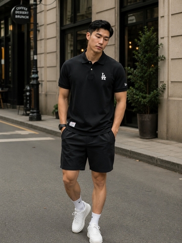 Áo Polo Chính Hãng - New Era LA Dodgers Basic 'Black' - 13280344BLA