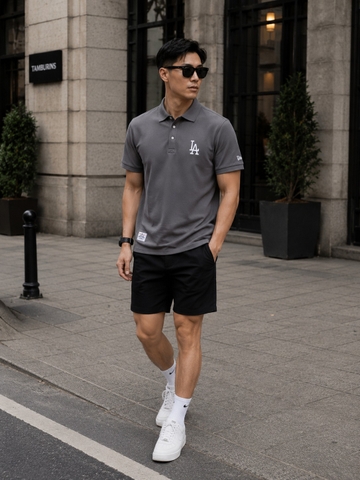 Áo Polo Chính Hãng - New Era LA Dodgers Basic  'Grey' - 13280344