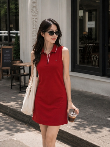 Váy Nữ Chính Hãng - Vintage Tommy Hilfiger Polo Dress Women’s Red -A4BA1KA2-sca