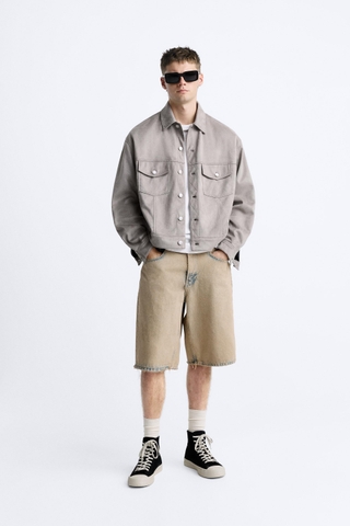 Áo Khoác Chính Hãng - Zara Boxy Fit Faux Suede Trucker Jacket 