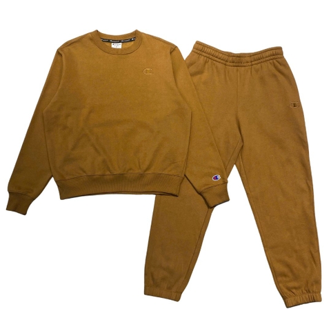 Bộ Thể Thao Chính Hãng - Bộ Nỉ Lót Bông  Champion Sweater '' Brown'' - CB003