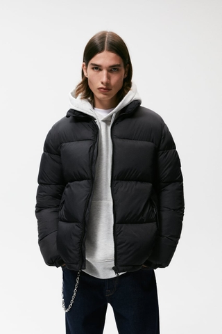 ÁO KHOÁC CHÍNH HÃNG - Zara ripstop puffer jacket black - 6985/316