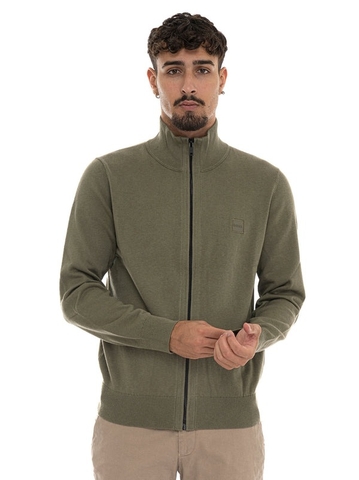 Áo Khoác Chính Hãng - Hugo Boss Zip-up Jacket In Cotton With Logo Badge 