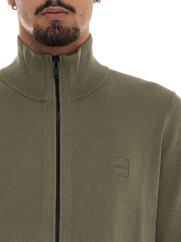 Áo Khoác Chính Hãng - Hugo Boss Zip-up Jacket In Cotton With Logo Badge 