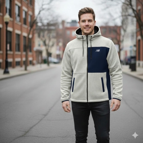 Áo Khoác Chính Hãng - New Balance Men’s Hoodie Jacket Dark Grey/Navy - NB471390