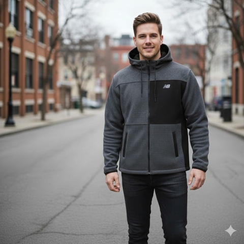 Áo Khoác Chính Hãng - New Balance Men’s Hoodie Jacket Dark Navy/Black - NB471372