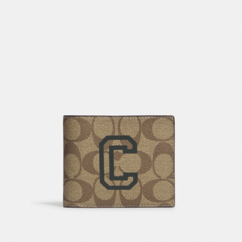 Phụ Kiện Chính Hãng - Ví Coach 3 In 1 Wallet In Signature Canvas With Varsity Motif 'Khaki' - VC36