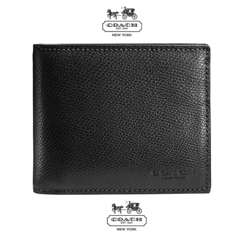Phụ Kiện Chính Hãng - Ví Coach Compact ID Wallet in Crossgrain Leather 